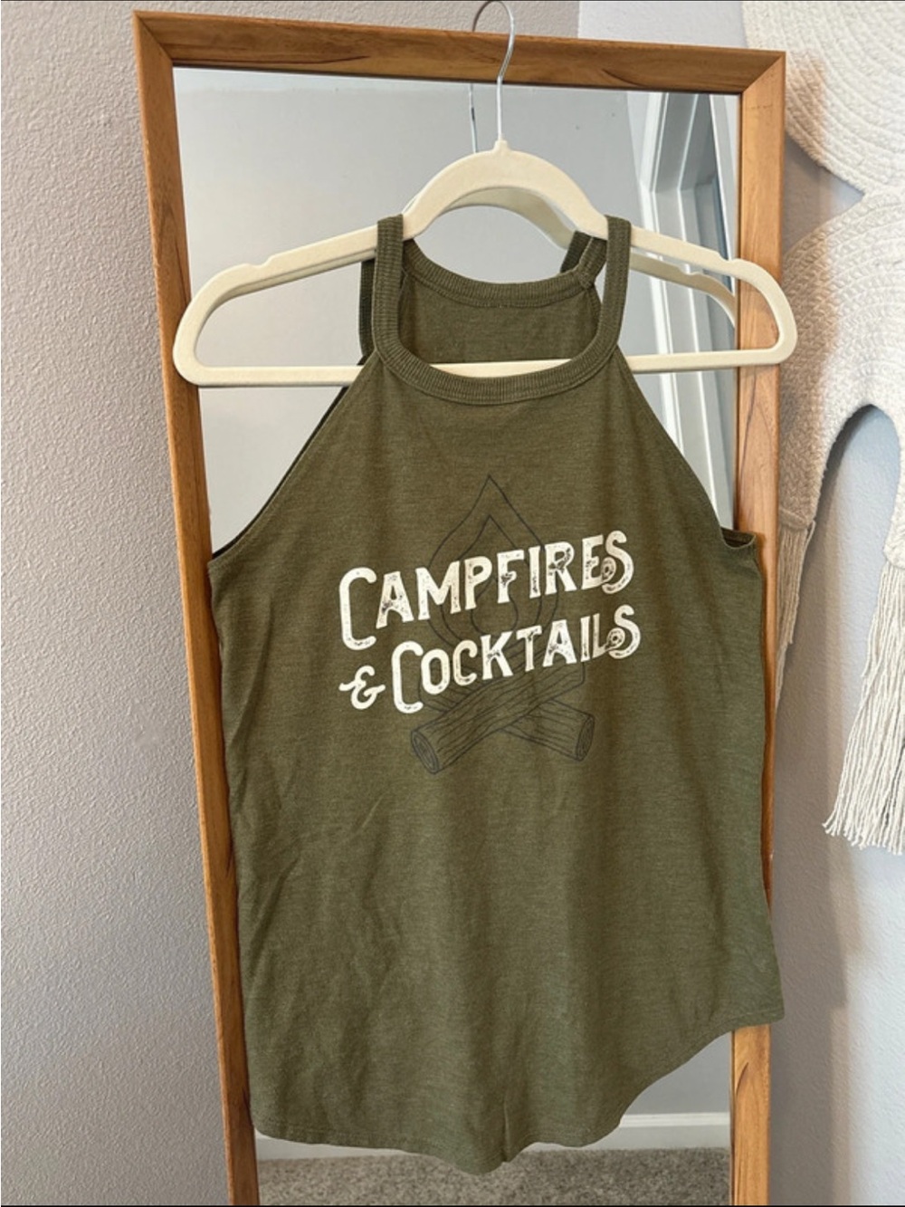 Olive Green Women's Halter Tank Top